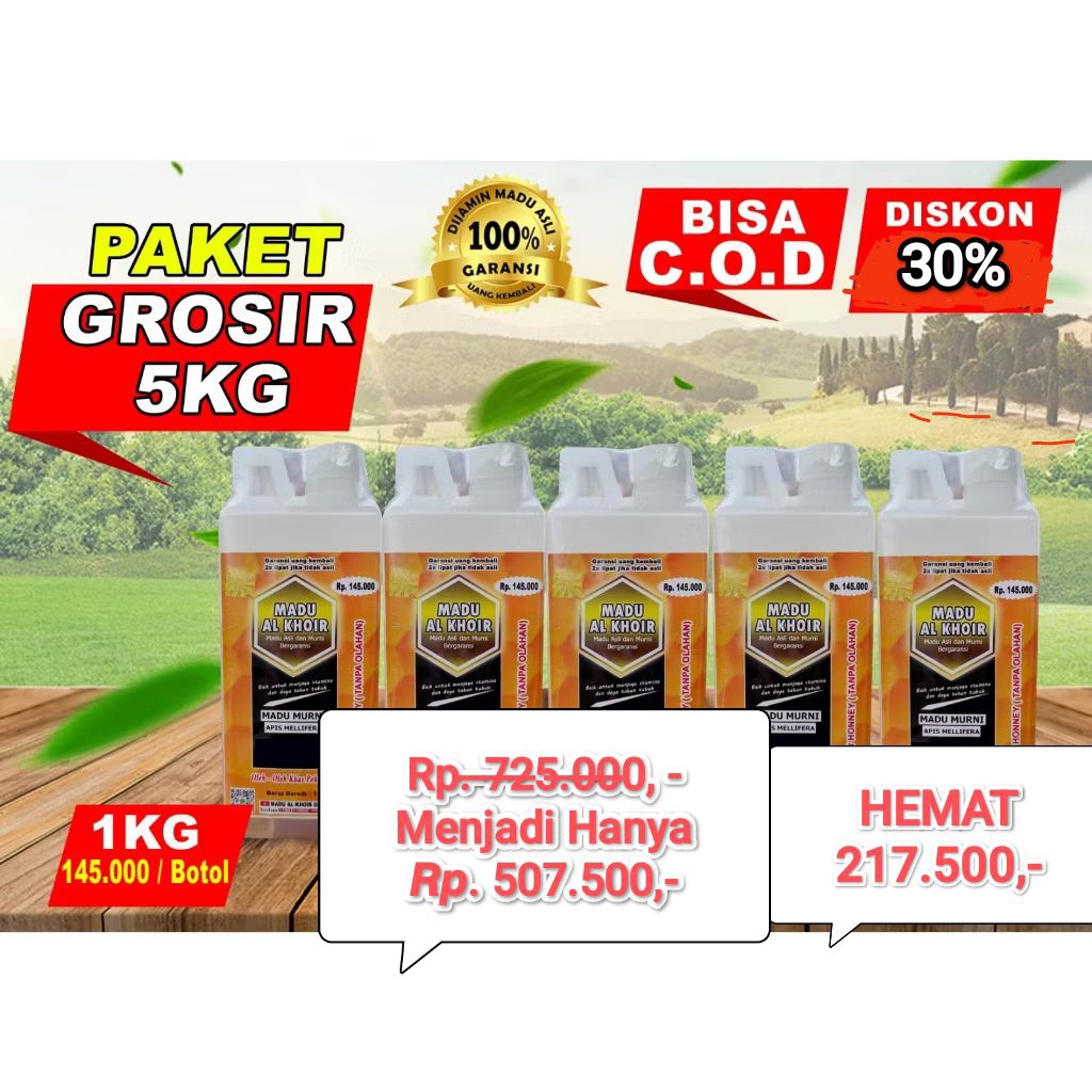 

MURAH GROSIR 5 KG MADU ALKHOIR ASLI MURNI BERGARANSI