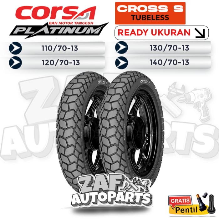 BAN MOTOR MATIC RING 13 CORSA CROSS S ADV 150 / 160 TUBLES DEPAN BELAKANG SEPASANG NMAX