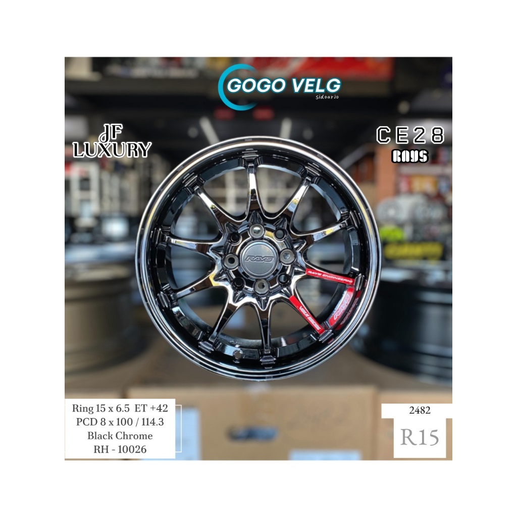 Velg Mobil CE28 R15 PCD 8X100/114,3 Lebar 6,5 Black Chrome ET 42 brio yaris agya cayla Sigra Ring 15