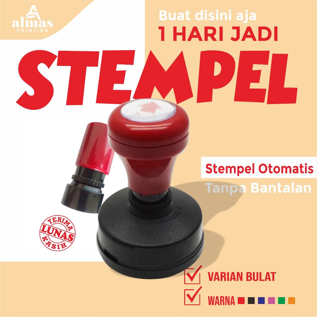

CETAK STEMPEL OTOMATIS CEPAT / CUSTOM STEMPEL / STEMPEL BULAT TANPA BANTALAN