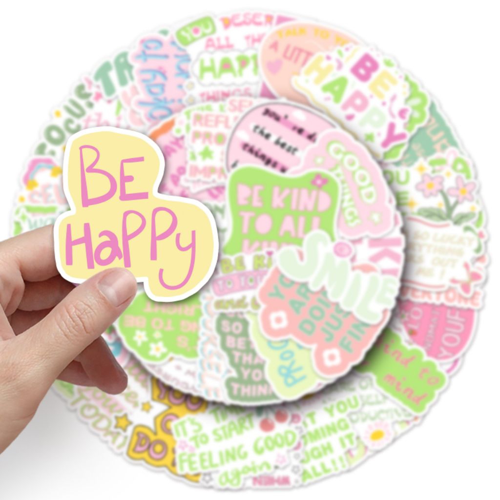 

[50 Pcs] DECO STICKER | STICKER DIY | JURNAL AESTHETIC kalimat energi positif buku catatan dekoratif dengan frasa kreatif warna merah muda Denmark yang inspiratif dalam bahasa Inggris