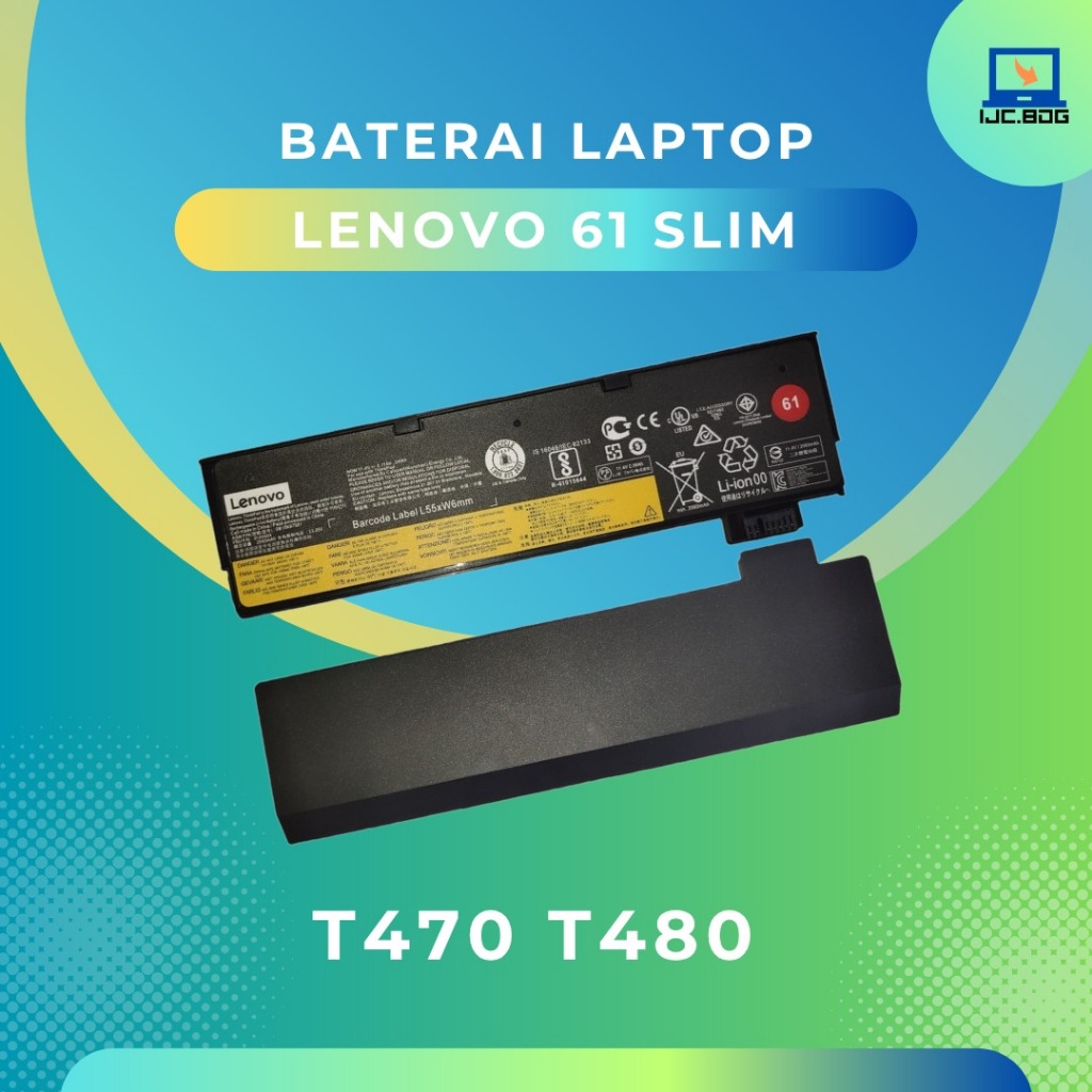 Baterai Lenovo Thinkpad T470 T480 T570 T570 T580 61 Slim Original Bergaransi