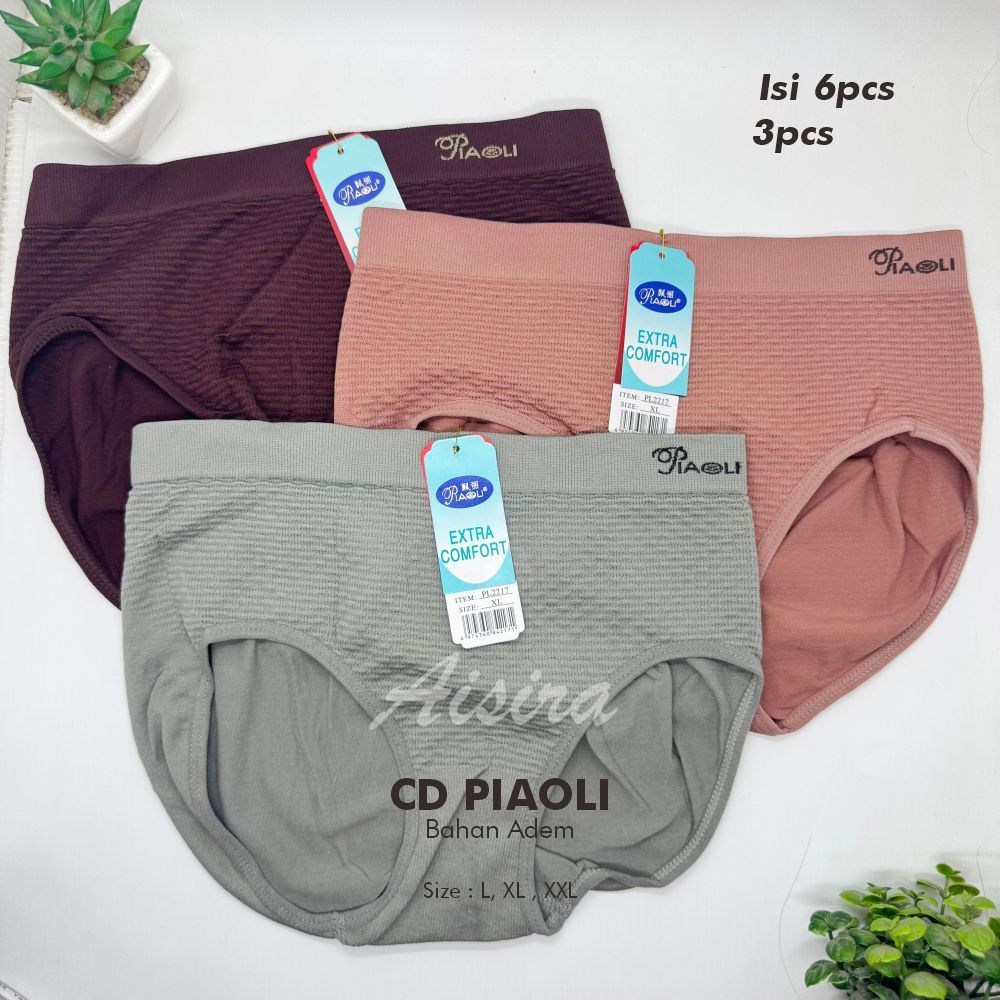 PIAOLI Celana Dalam Wanita Dewasa Isi 3pcs dan 6pcs Bahan Adem Lembut / Celana Dalam Jumbo Wanita