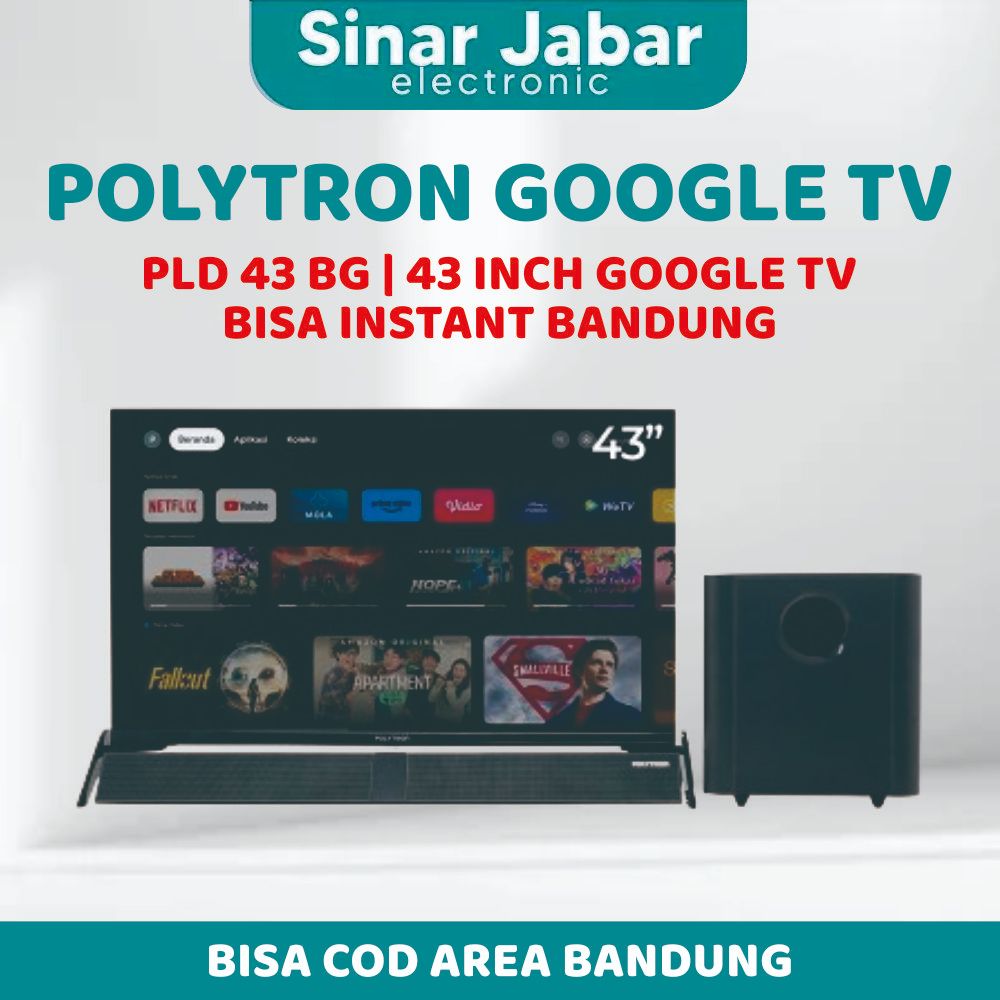 SMART ANDROID SOUNDBAR GOOGLE TV POLYTRON 43BG9058 / 43BG Digital LED 43 inch + SOUNDBAR