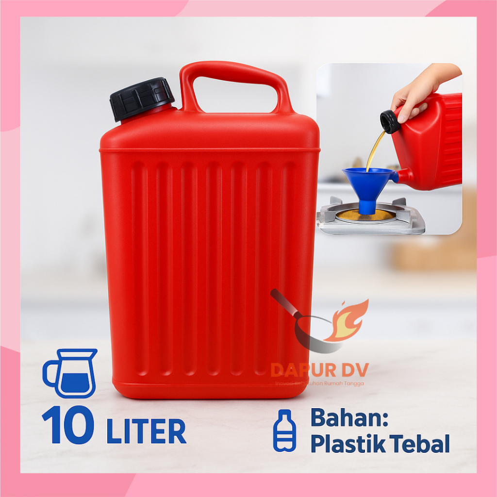 Jerigen Minyak Jurigen Air plastik 10 Liter serbaguna - Merah