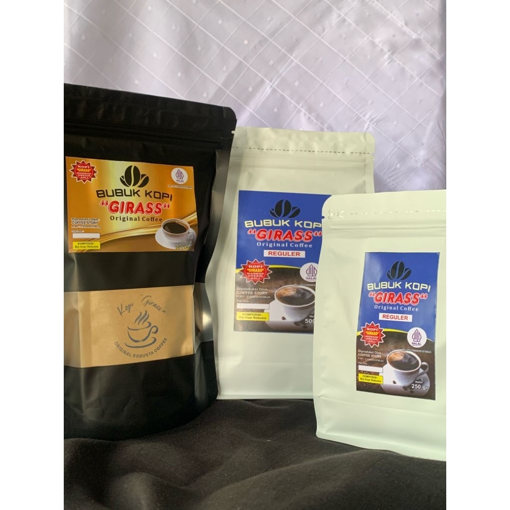 

Bubuk Kopi Girass – Kopi + Gula | 1kg / 500g / 250g / Saset 7 | Siap Seduh!