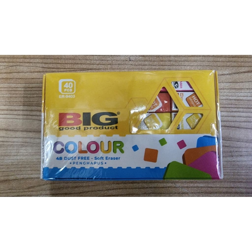 

BIG Penghapus Pensil Warna Warni Kecil Dust Free ER-9403 40 Pcs