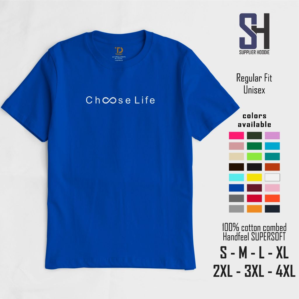 Kaos Pria Keren Murah Jumbo Kekinian Distro Dewasa Original Bandung Motif Choose Biru Benhur