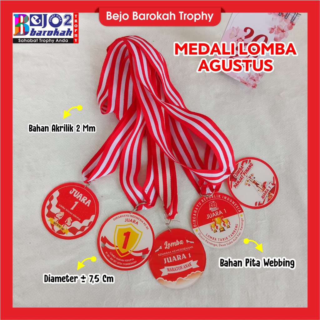 MEDALI CUSTOM / MEDALI LOMBA AGUSTUS / MEDALI 17 AGUSTUS / MEDALI PERLOMBAAN