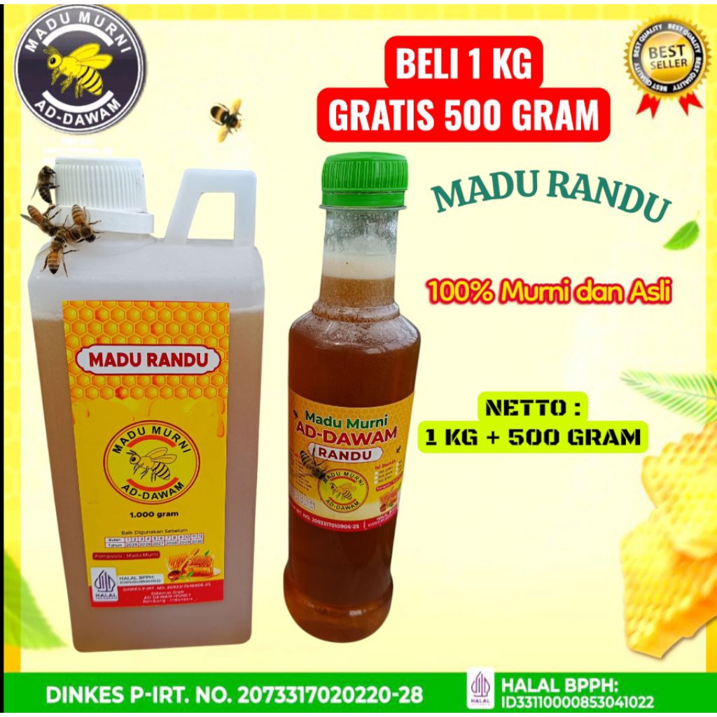 

Madu Randu asli 1 kg plus 500 gram