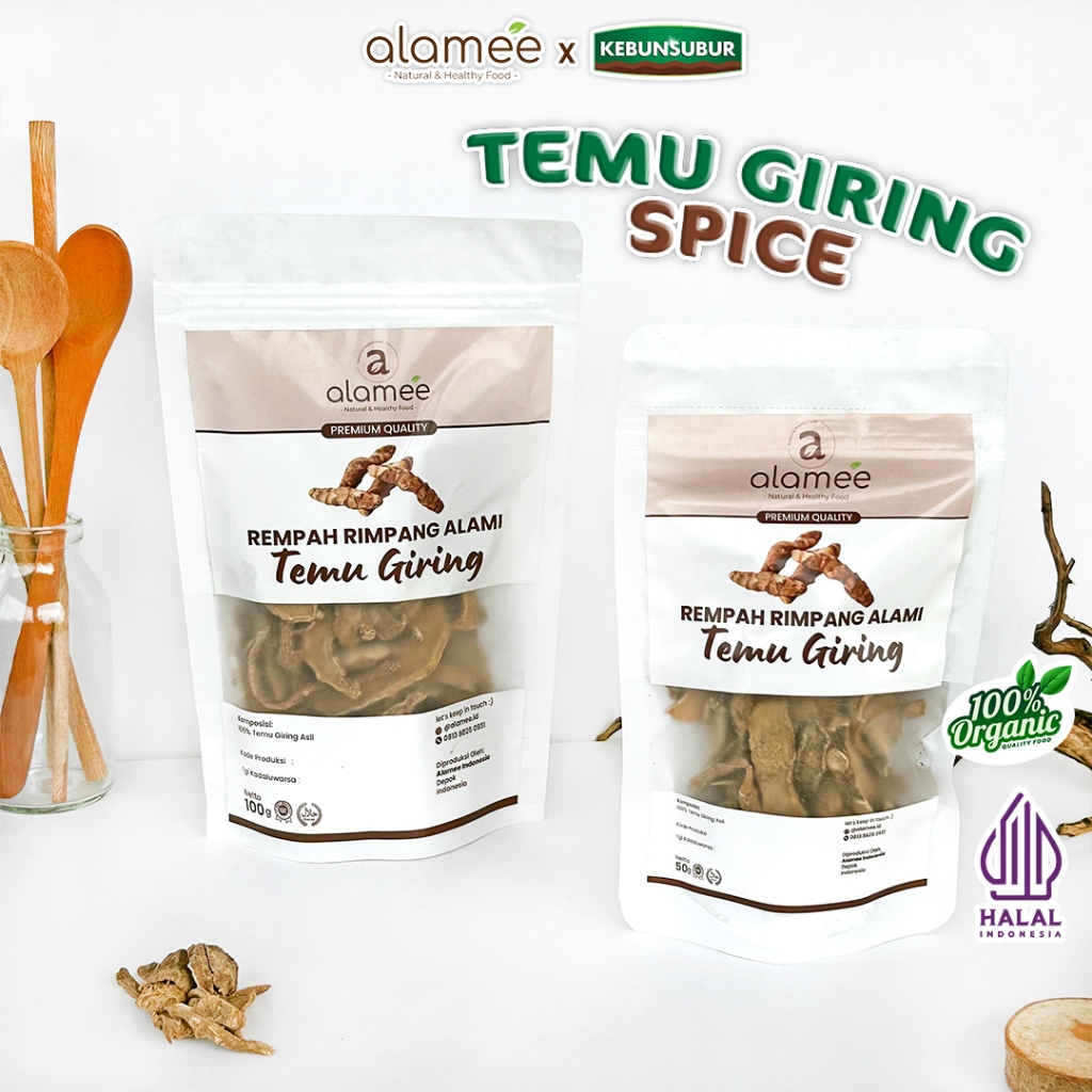 

ALAMEE Temu Giring Iris Kering Organik Kuning Gajah Rempah Rimpang Alami Spice Kebunsubur