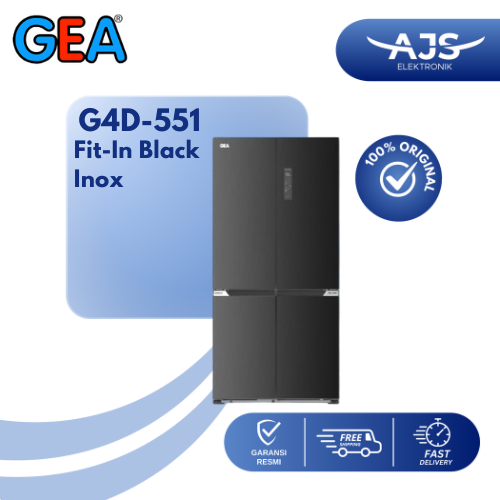 GEA Kulkas Multidoor 551L G4D-551 / G4D-551 Fit-In Black Inox - Total No Frost - Inverter
