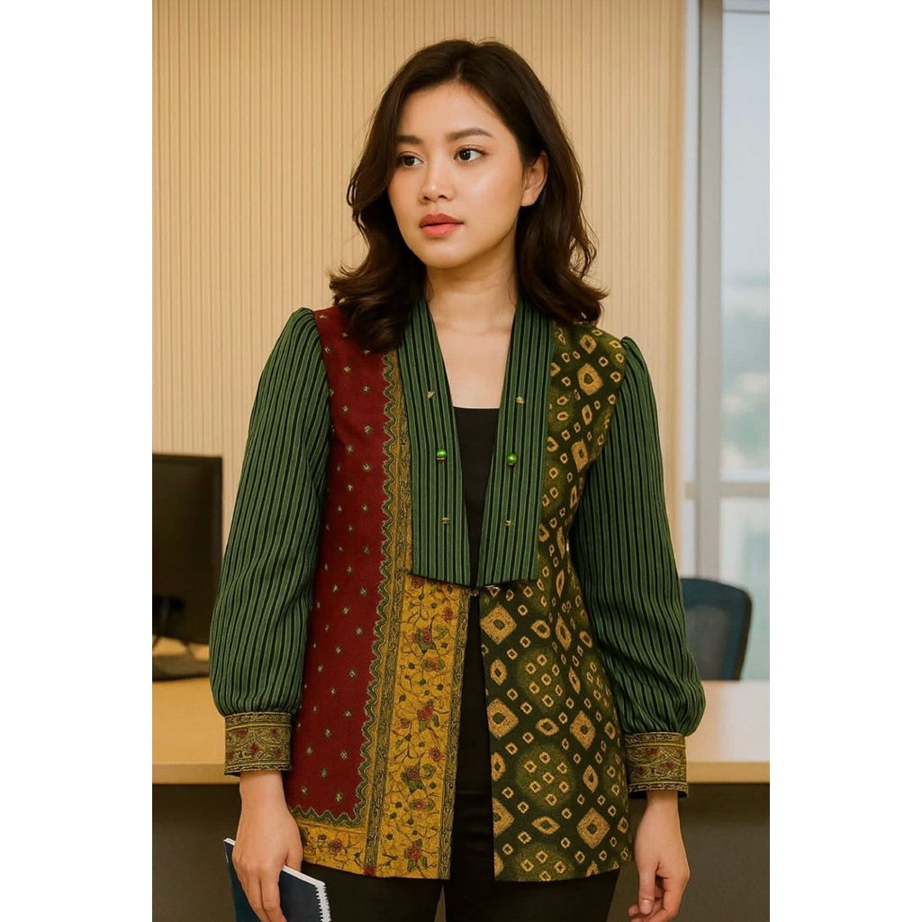 Blazer Jumputan Kombinasi Batik Jupri dan Lurik