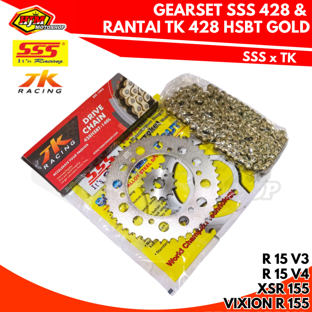 GEAR SET TRIPLE S - SSS R15 V3 / R15 V4 / R15 M / VIXION R VVA / MT 15 / XSR 155 & RANTAI TK HSBT