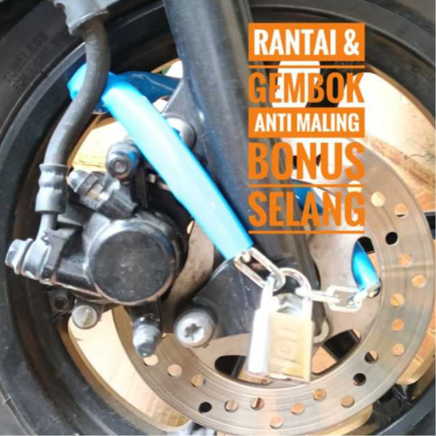 Paket Gembok Rantai Besi Kapal 1/8mm {3mm} / Gembok Kunci Rumah Pagar Sepeda Motor / Rantai Besi Set