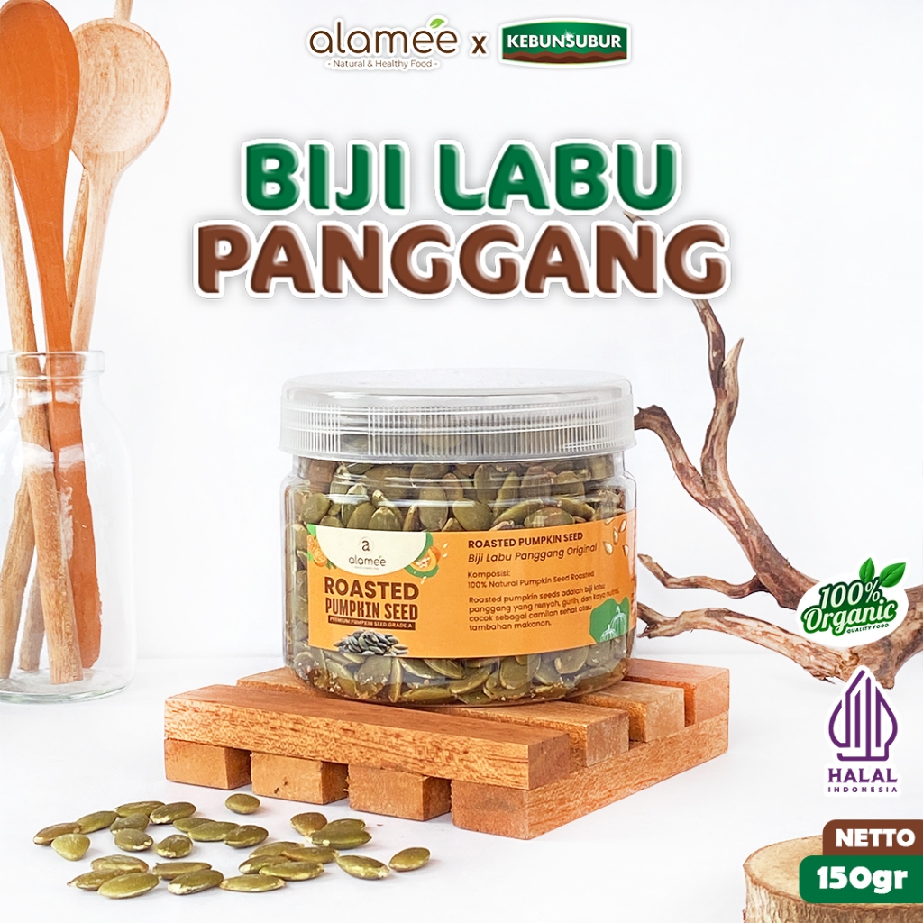 

ALAMEE Roasted Pumpkin Seed Biji Labu Pepita Panggang Matang Siap Makan Natural 150gr kebunsubur