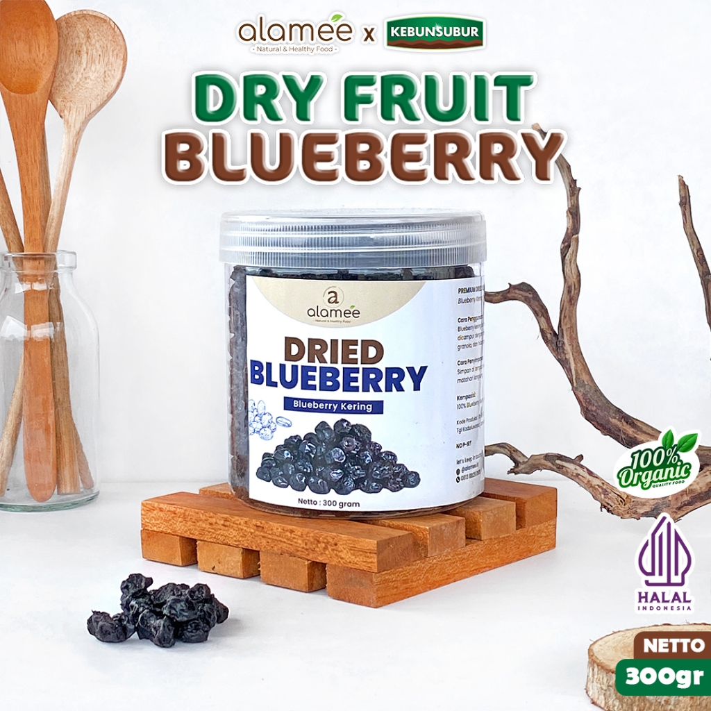 

ALAMEE Blueberry Kering Cemilan Buah Sehat Dried Fruit Blueberry Rendah Kalori 300gr kebunsubur