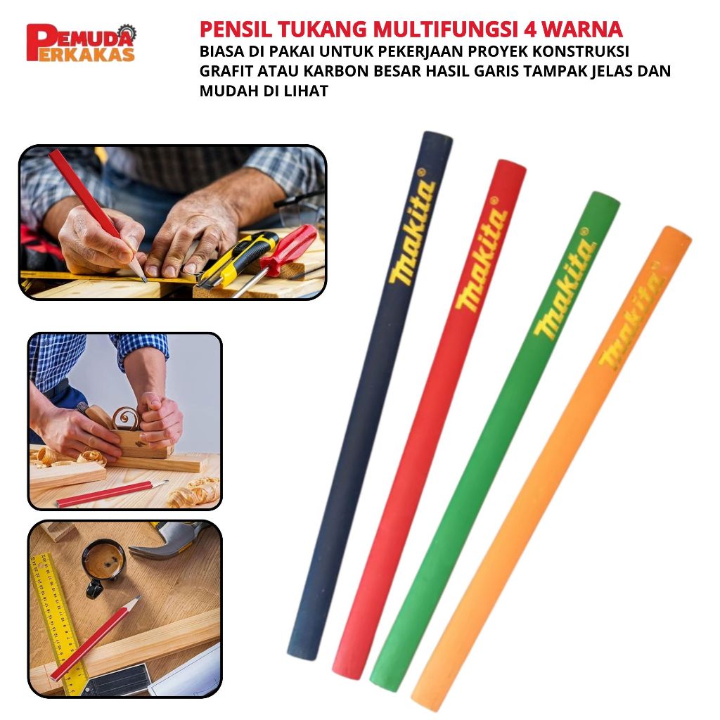 

Pensil Tukang Pinsil Kayu Bangunan Makita 18cm Warna Pilihan Termurah
