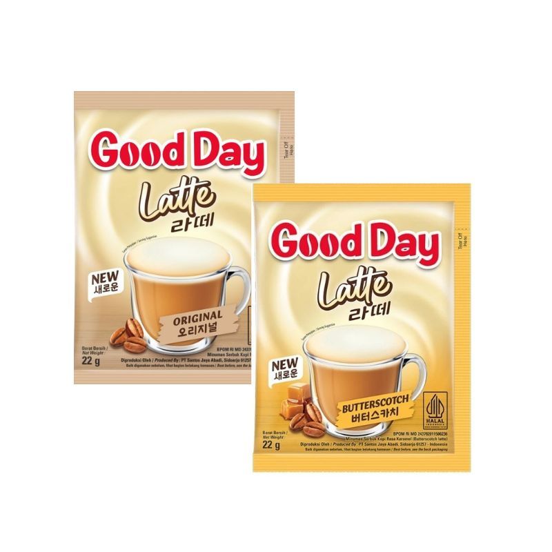 

Good Day LATTE kopi korea rasa ORIGINAL dan BUTTERSCOTCH 1 Renceng isi 10 pcs