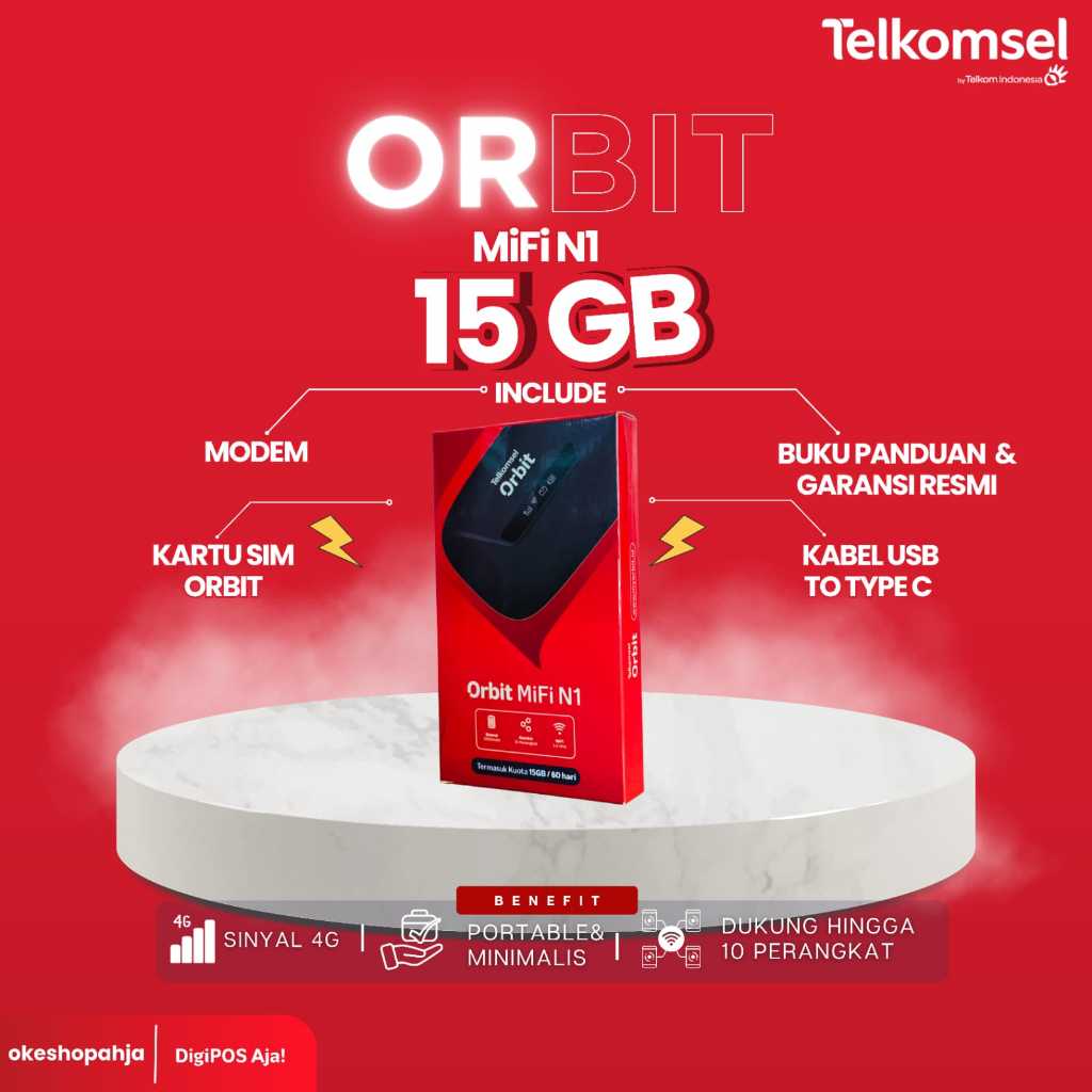 Telkomsel Orbit MiFi N1 – Modem WiFi Portable 4G, Internet Cepat untuk Mobile & Rumah