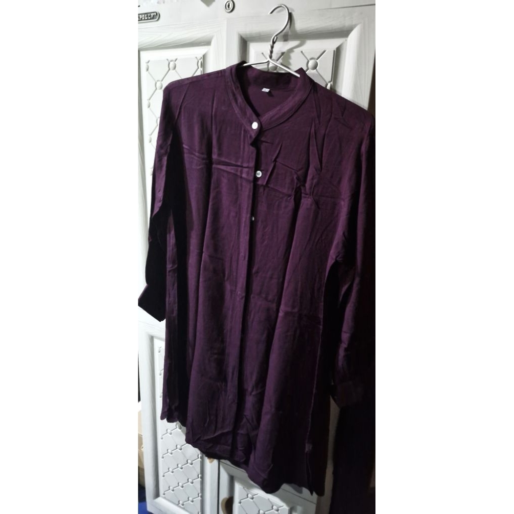 Tunik Polos Rayon Twil Pakaian Wanita Lengan Panjang