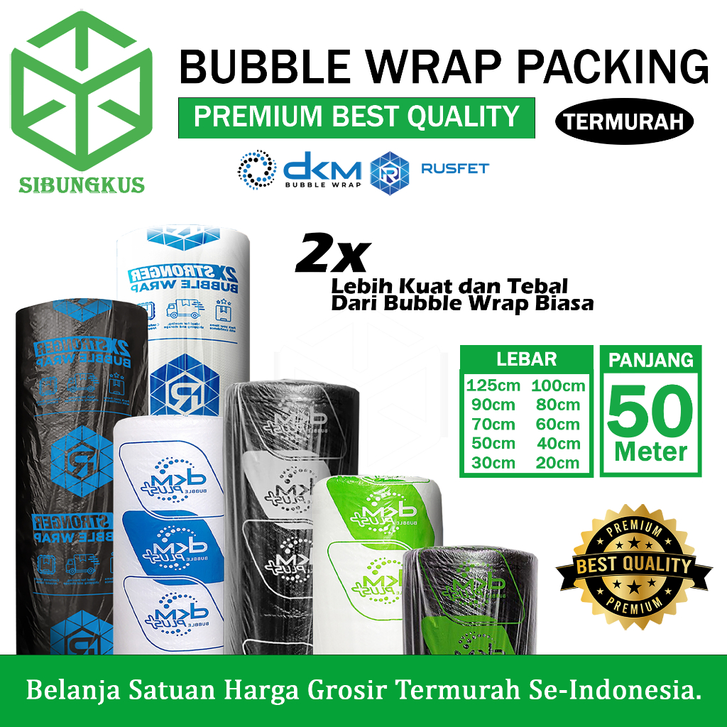 

Plastik Bubble Wrap 125cm X 50m Dkm Plus Bubblewrap Packing Premium Roll