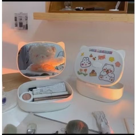 Rak Kosmetik Kaca Pink Cosmetic Mirror free Stiker AK2-08