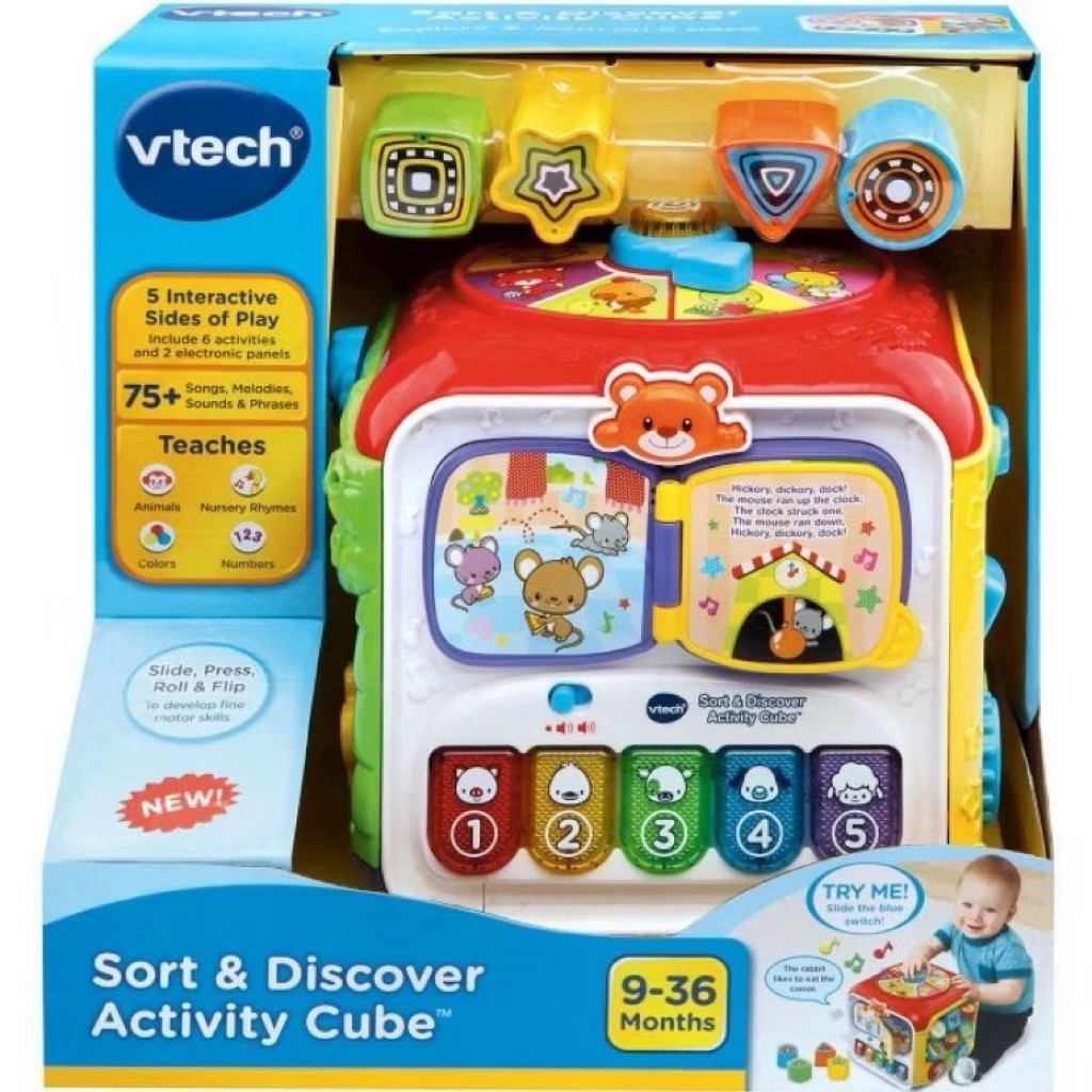 Preloved VTech Sort and Discover Activity Cube Red or Pink