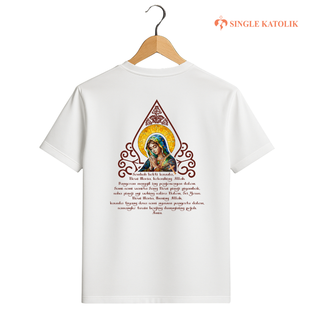 DOA SALAM MARIA BAHASA JAWA - Kaos Rohani - Katun Premium 100% - Single Katolik Official Store