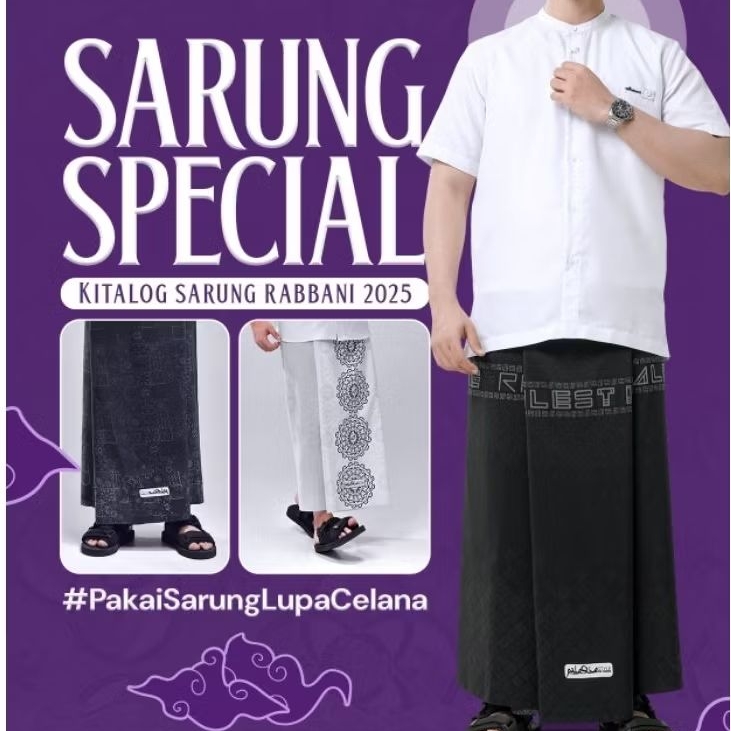 Sarung Sholat Pria Keren Dark Series Hitam Navy Abu Rabbani Original. Baju Muslim Pria. Hantaran Nik