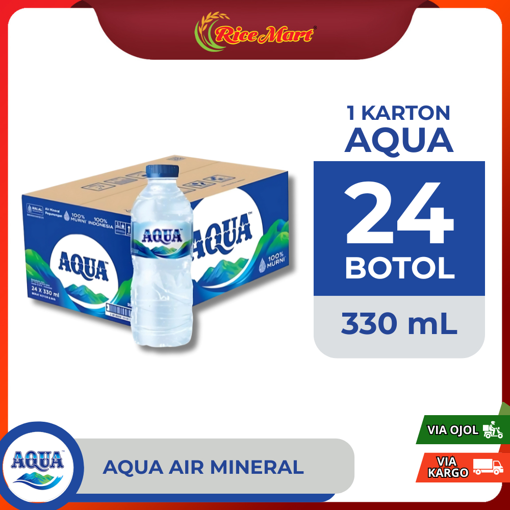 

[KARGO] Aqua Botol 330ml x 24pcs - Per Karton / Aqua 330ml 1 dus