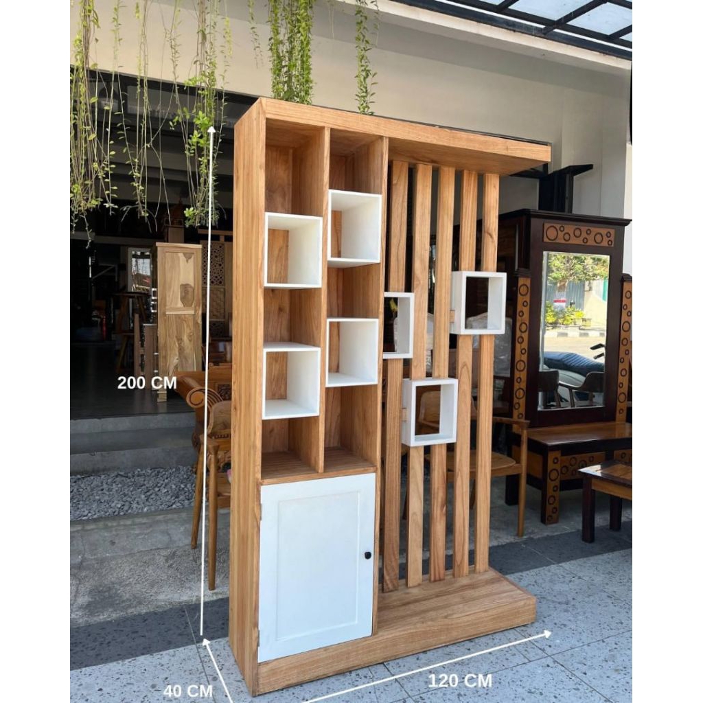 bufet partisi jati, bufet penyekat ruangan minimalis