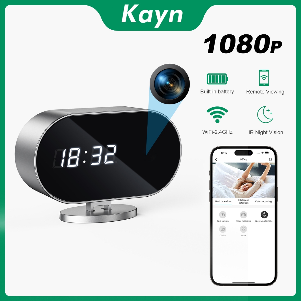 【Baru】Kamera Jam 4K WiFi, Penglihatan Malam IR, Sensor Gerak, Tampilan Jarak Jauh, Baterai Tahan Lam