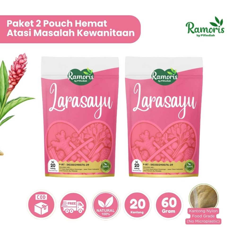 

[Paket 2 Pouch] Larasayu Teh Rimpang Detok Rahim | Atasi Masalah Kewanitaan & Melancarkan Haid