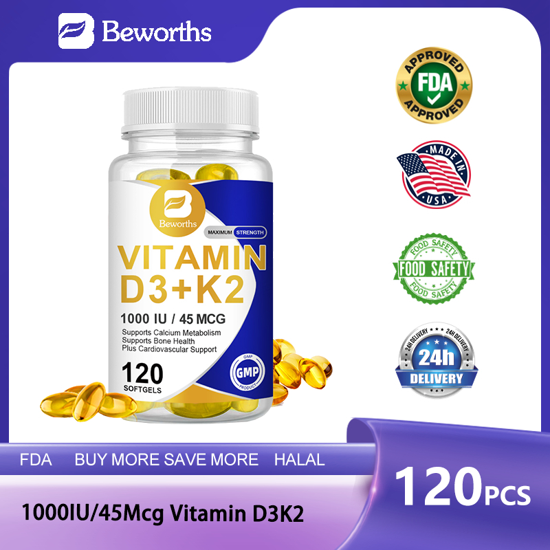 Beworths Vitamin D3+K2 1000 IU /45 MCG (Tulang, Otot) 120PCS