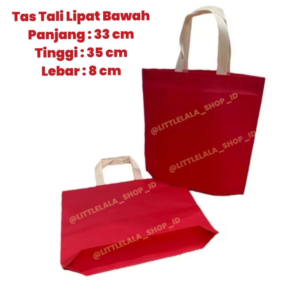 

Tas Spunbond Merah/Tas belanja warna merah 35x33x8/tas lipat bawah/kantong belanja kain warna merah/tas tenteng