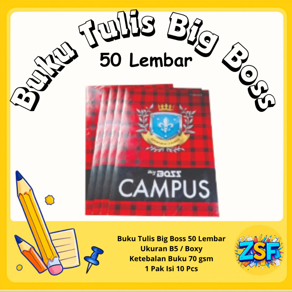 Buku Tulis Campus 50 Lembar 1 Pak Buku Big Boss 1 Pack 10 Untuk Sekolah