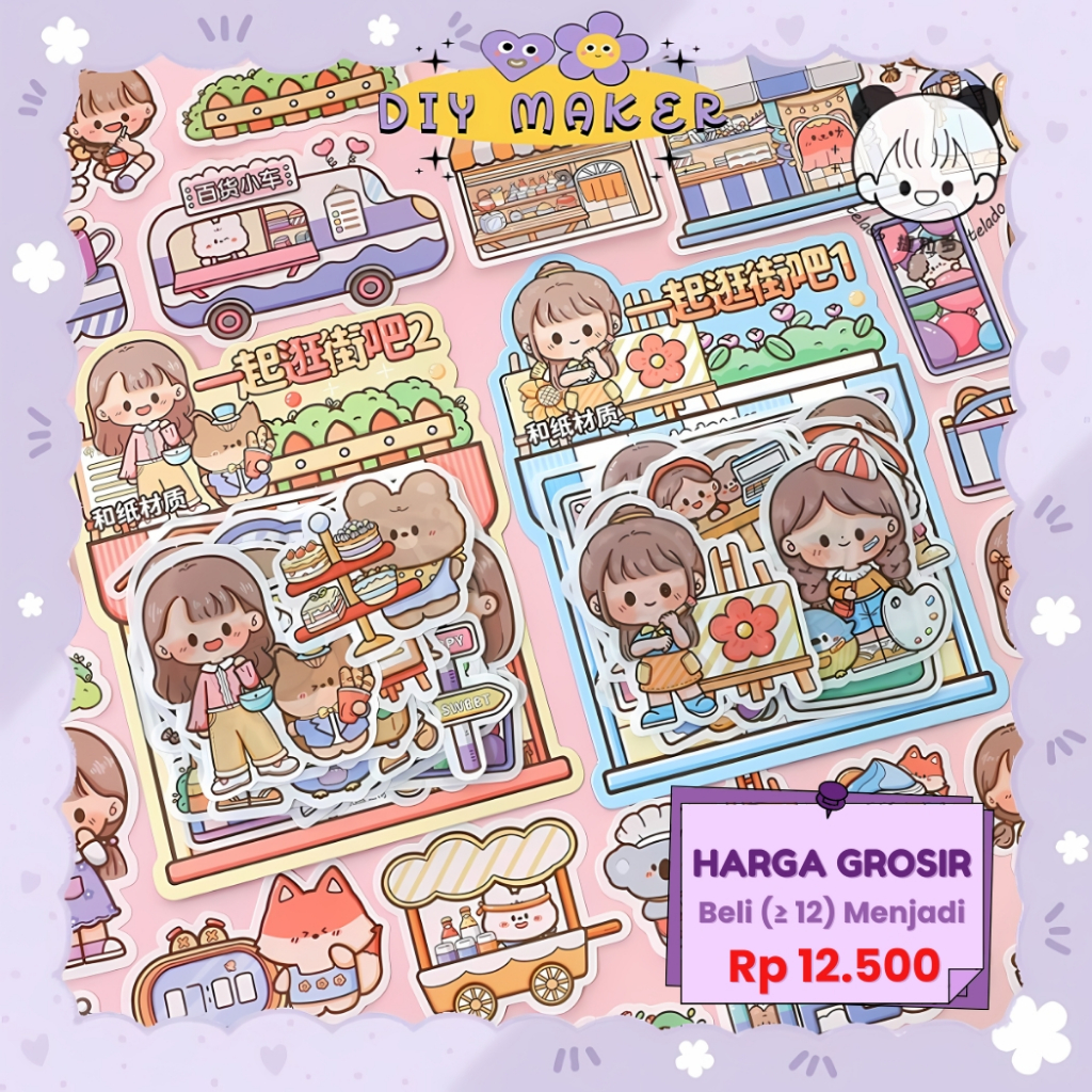 

DM 40 Lembar Stiker Aesthetic DIY Buku Edisi Shopping / Stiker Pack Lucu Stiker Anak Anti Air TLD74
