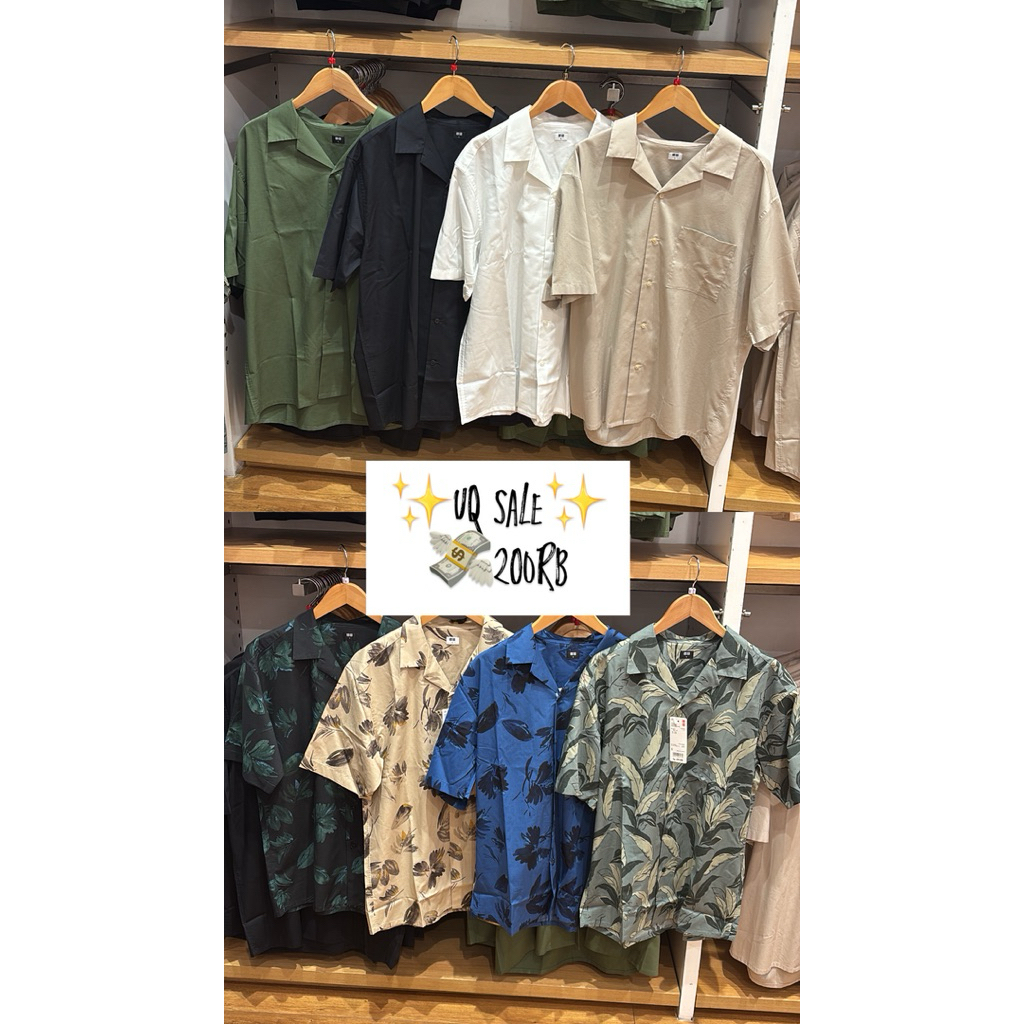UNIQLO COWOK KEMEJA KATUN MODAL KERAH TERBUKA