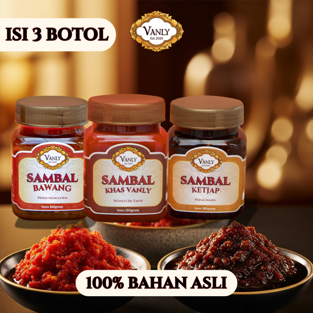 

[ BUMBU VANLY ] SAMBAL PREMIUM SEMUA VARIAN - isi 3 botol