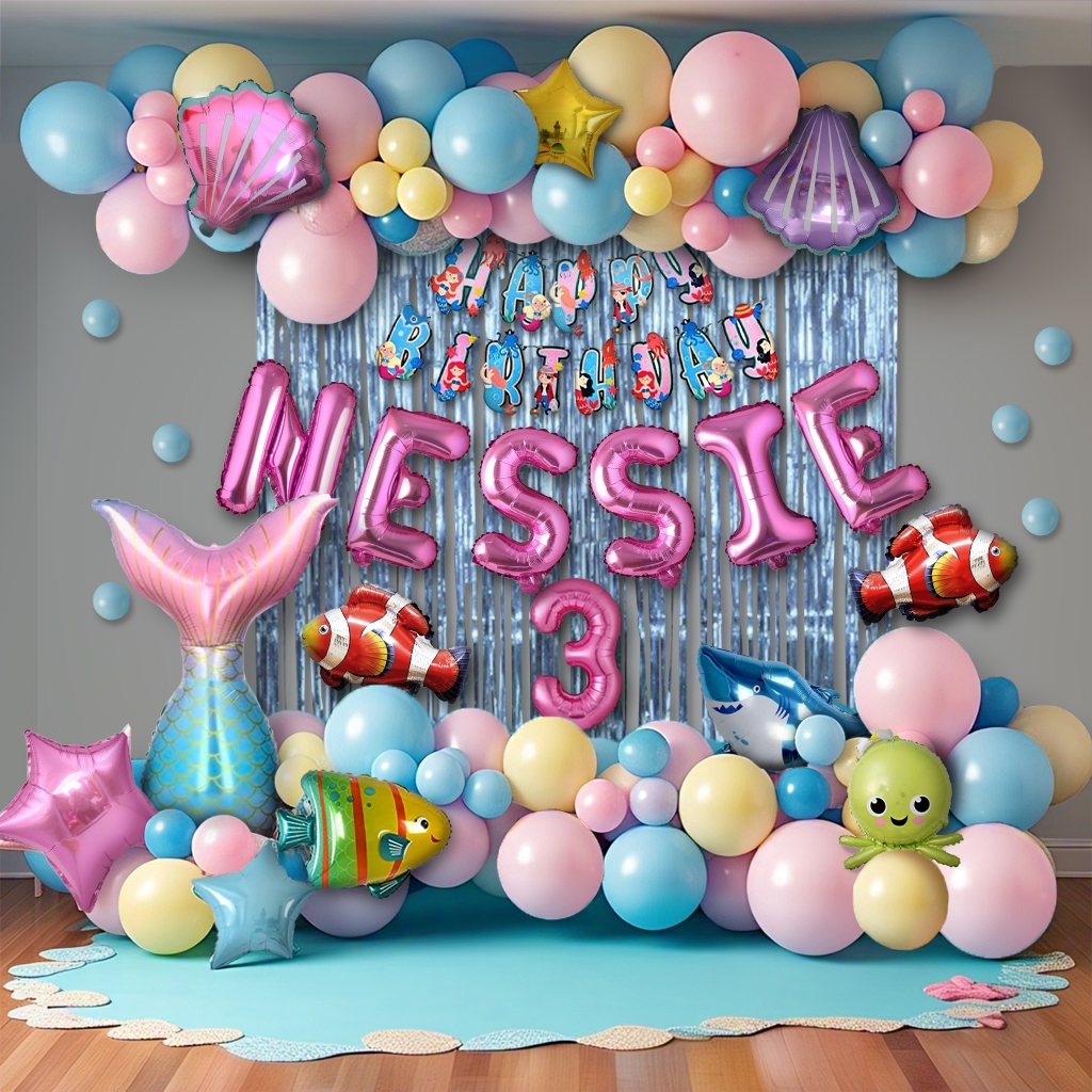 Fabulous Decorate Set Dekorasi tema Mermaid / Dekorasi Putri Duyung / Dekorasi Ultah tema Laut