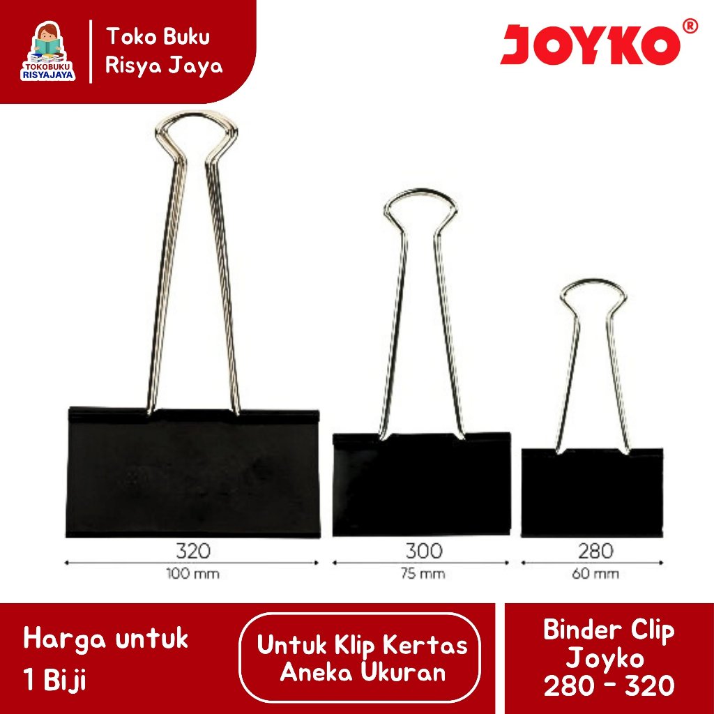 

(1 Biji) Klip Penjepit Kertas Besar / Binder Clip Besar JOYKO 280 - 320