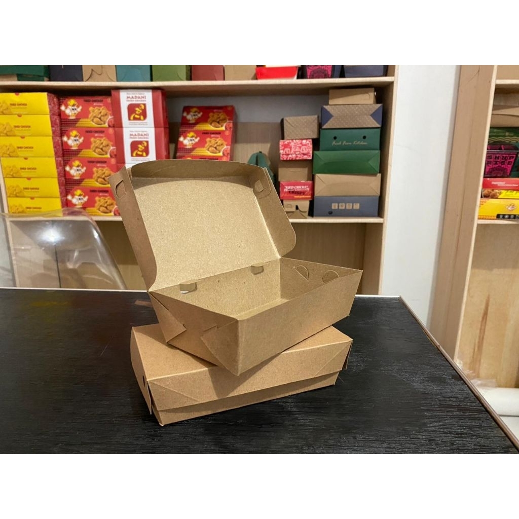 PAPER LUNCH BOX SIZE M (MEDIUM) KEMASAN NASI AYAM GORENG AYAM PENYET AYAM GEPREK PISANG AROMA RISOL 