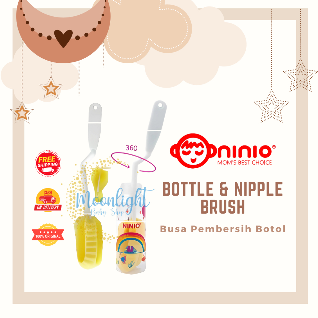 Sikat Botol Sponge Ninio Pembersih Botol Dan Dot Busa  Rotary Bottle