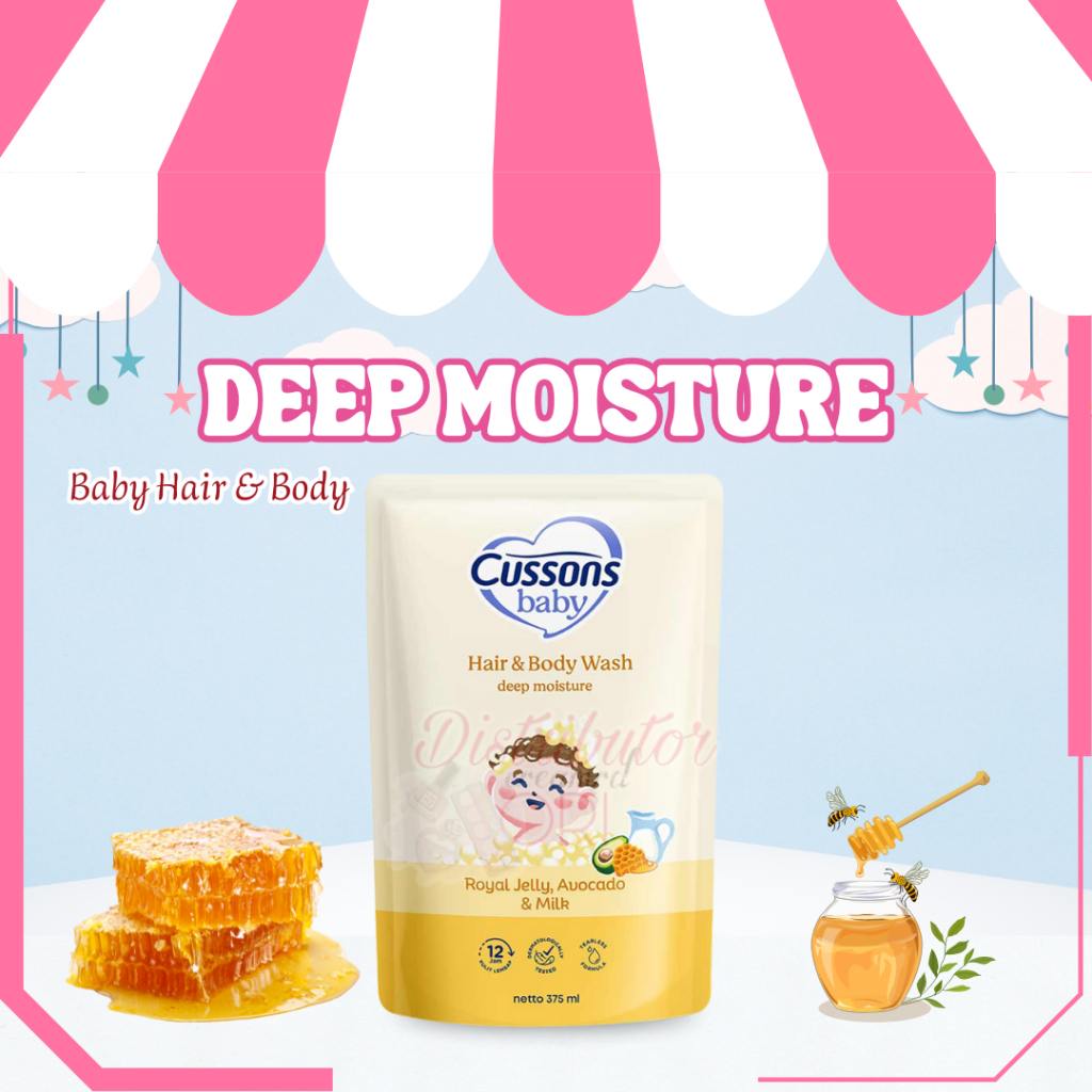 Cussons Baby Hair & Body Wash Deep Moisture 375ML Pouch | BPOM