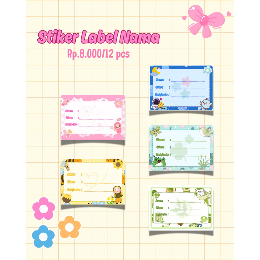 

12 pcs STIKER LABEL NAMA TULIS - BY VISUAL SELLINK