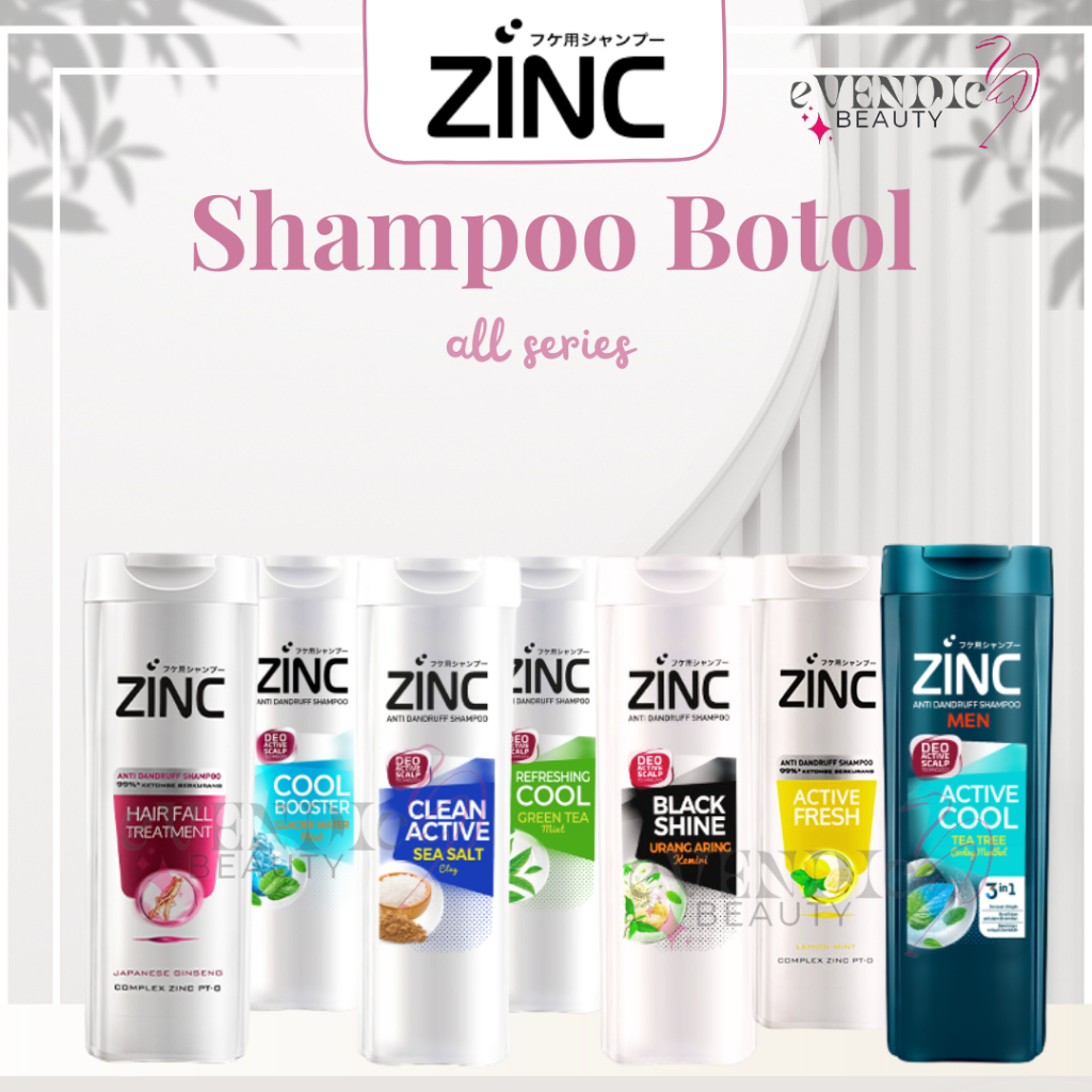 READY Zinc Shampoo Botol 170 ml All Varian /  COOL TEA TREE  / FRESH LEMON MINT / BLACK SHINE URANG 