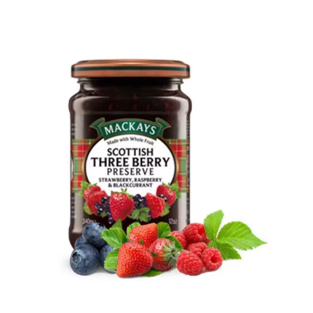 

Mackays Scottish Three Berry Preserve 340g – Selai Premium dari Buah Asli