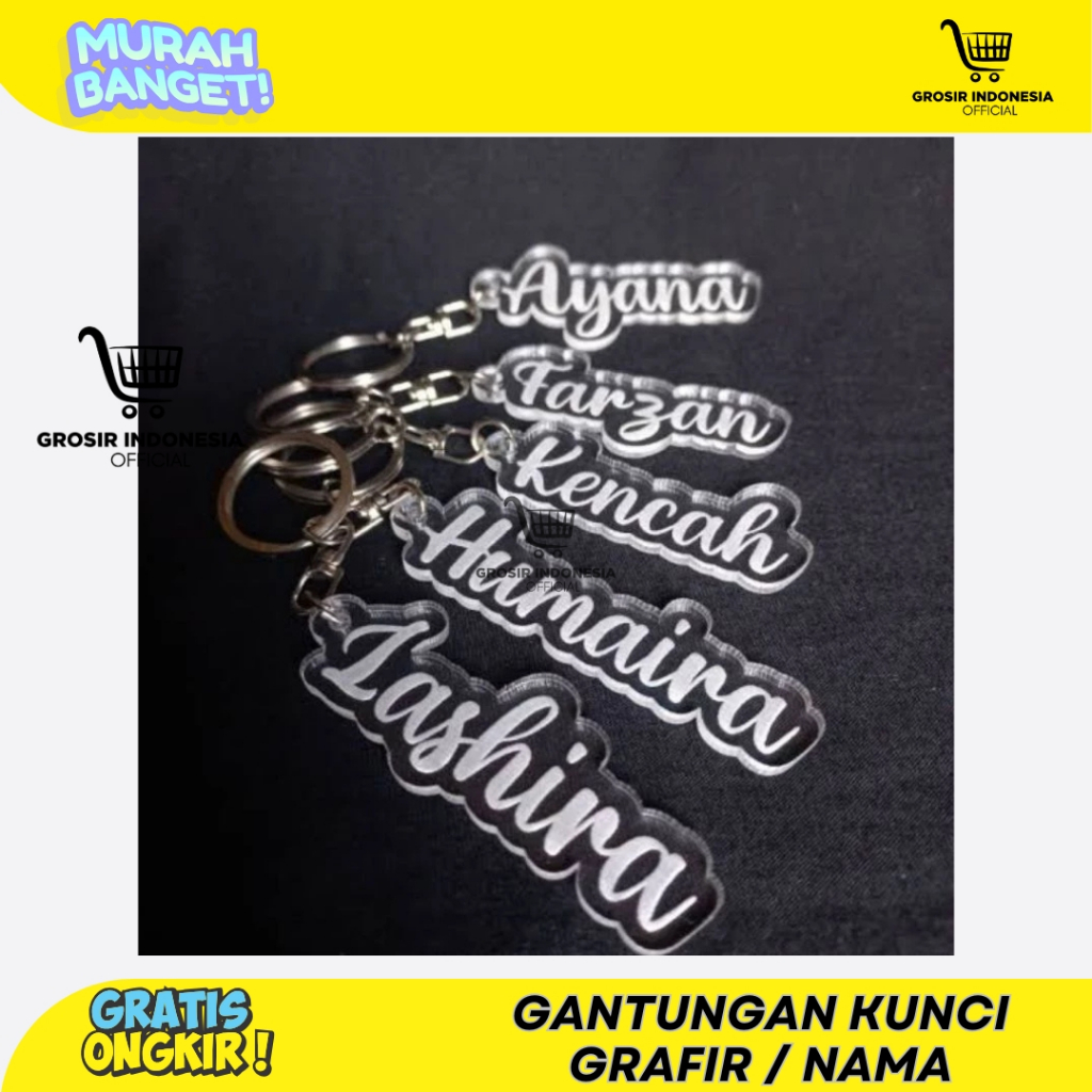 GANTUNGAN KUNCI UKIR NAMA AKRILIK
