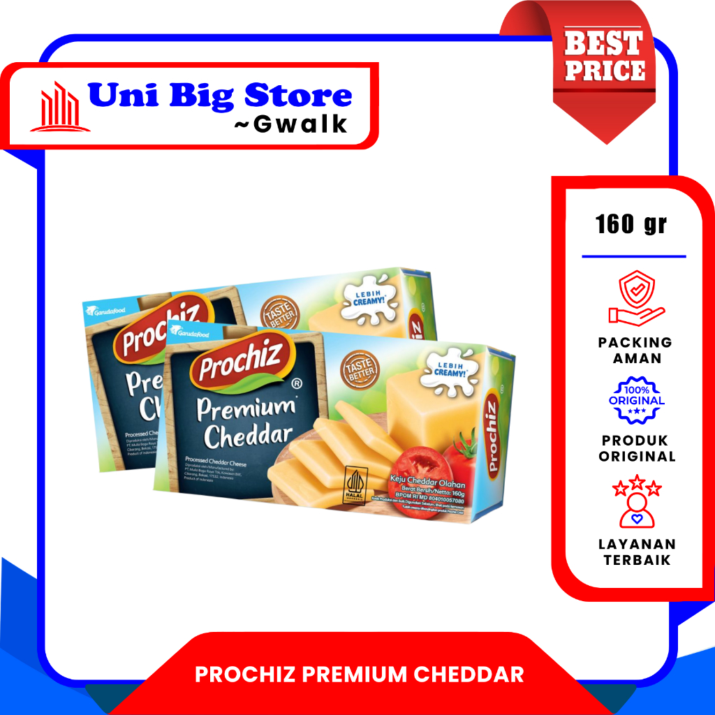 

PROCHIZ PREMIUM CHEDDAR KEJU CHEDAR OLAHAN- 160 gr
